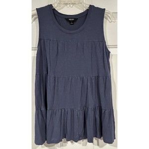Simply Vera Vera Wang Blue Sleeveless Tiered Tank Sz - Small